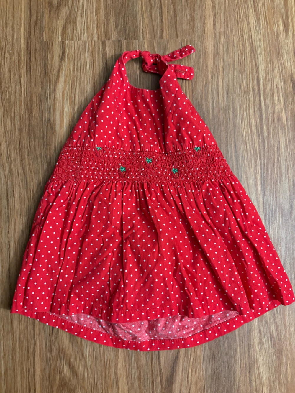 Vintage 4T Strawberry Red Polka Dot Halter Top
